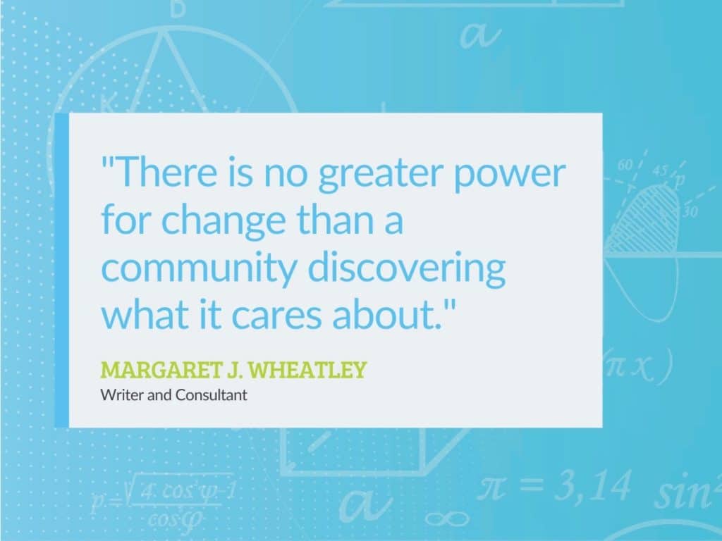 "There is no greater power for change than a community discovering what it cares about."